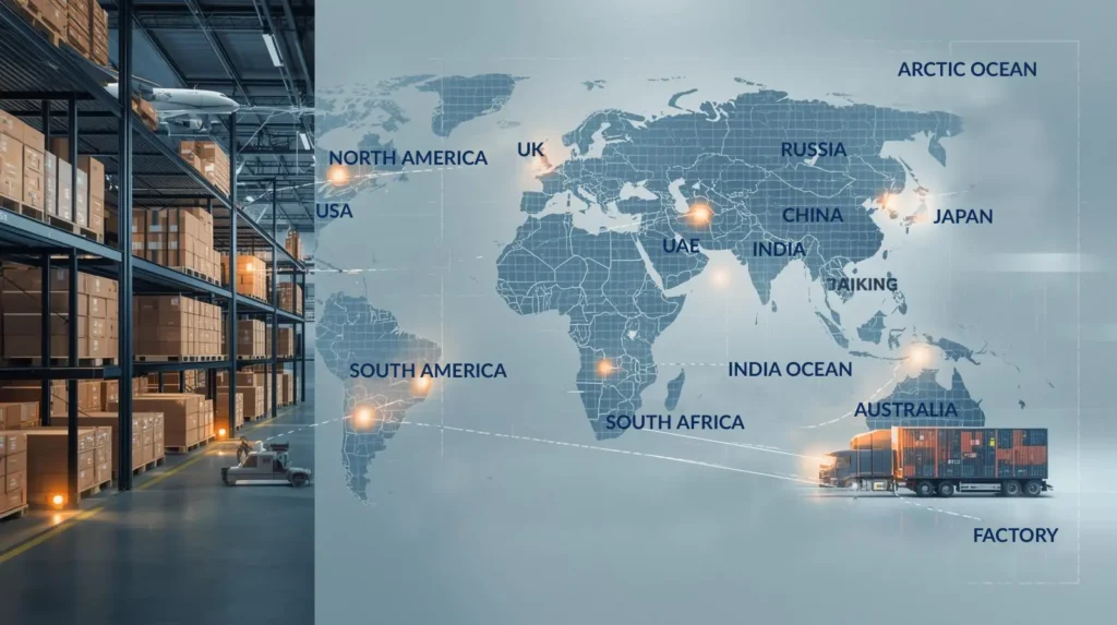 Door-to-door international logistics services covering China, UAE, USA, Europe and 30+ countries with customs clearance and last-mile delivery