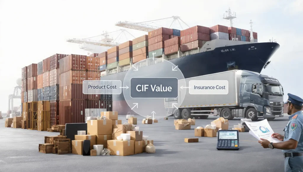 How customs duty is calculated in India using assessable value based on cost insurance and freight CIF value