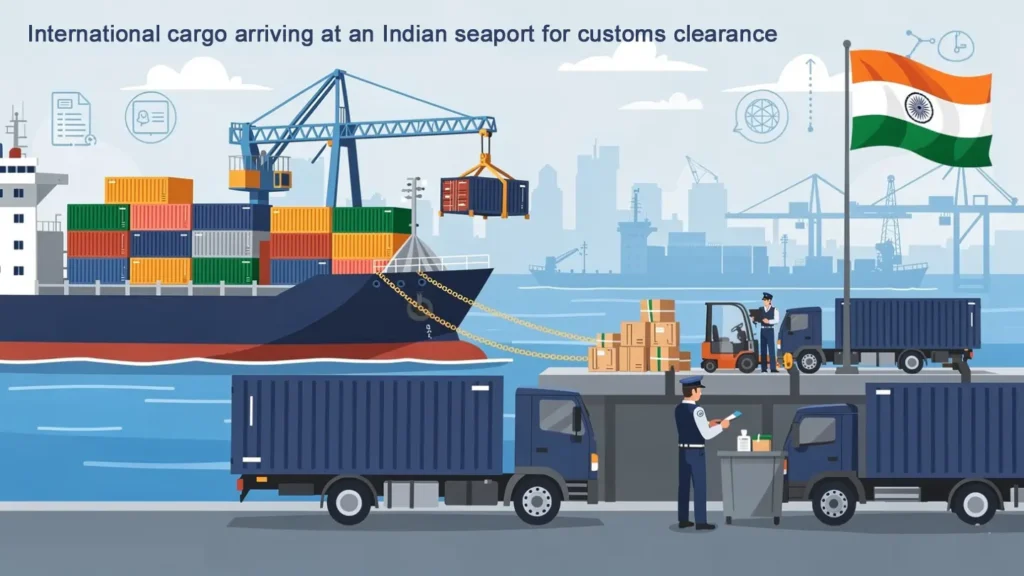 International cargo arriving at an Indian seaport for customs clearance