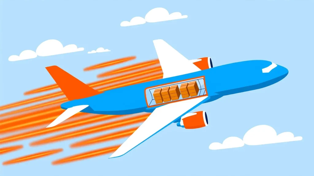 Cargo aircraft transporting urgent international air freight shipments